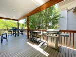 Upper Level Covered Lakeview Deck with Blackstone and Gas Grill